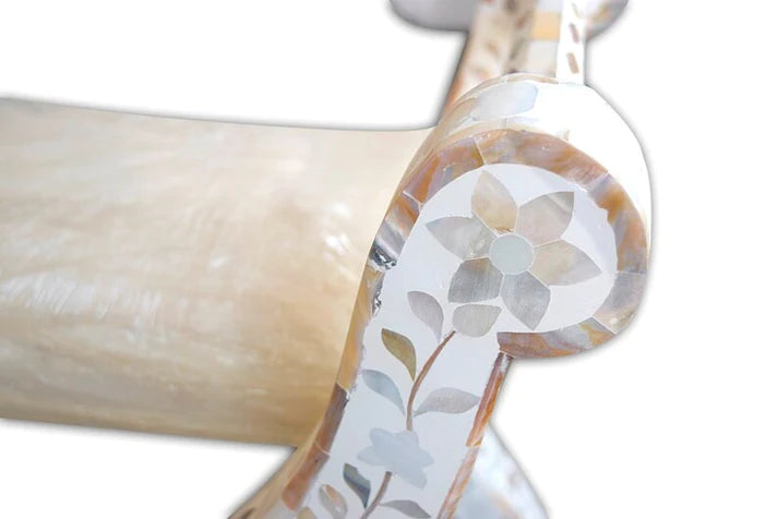 Handmade Customized Mother of Pearl Floral Pattern Stool