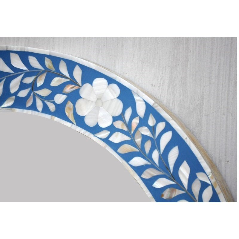 Handmade Customized Mother of Pearl Round Mirror Frame