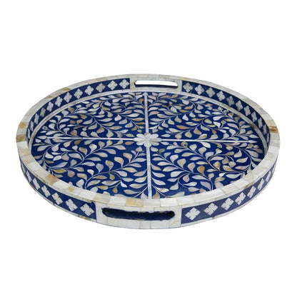 Handmade Customized Mother of Pearl Round Serving Tray