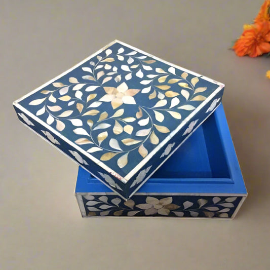 Handmade Mother of Pearl Customized Floral Pattern Jewelry Box