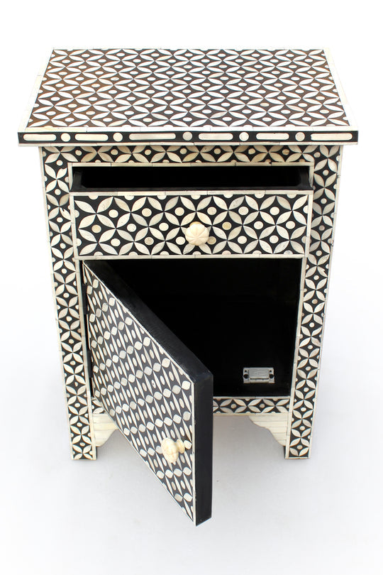 Handmade Customized Bone Inlay Bedside Table