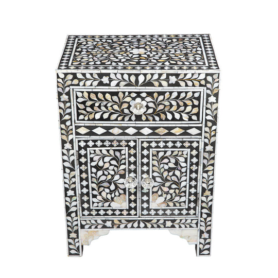 Handmade Customized Bone Inlay Bedside Table