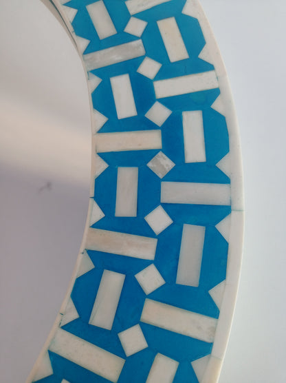 Handmade Customized Bone Inlay Round Mirror Frame with Complimentary Mirror