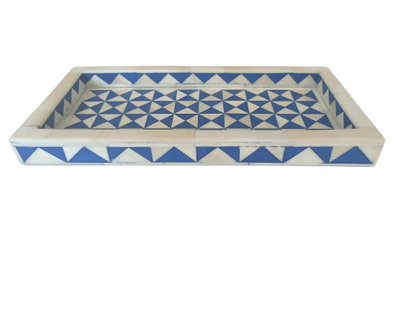 Handmade Geometric Bone Inlay Small Tray for Vanity & Decor