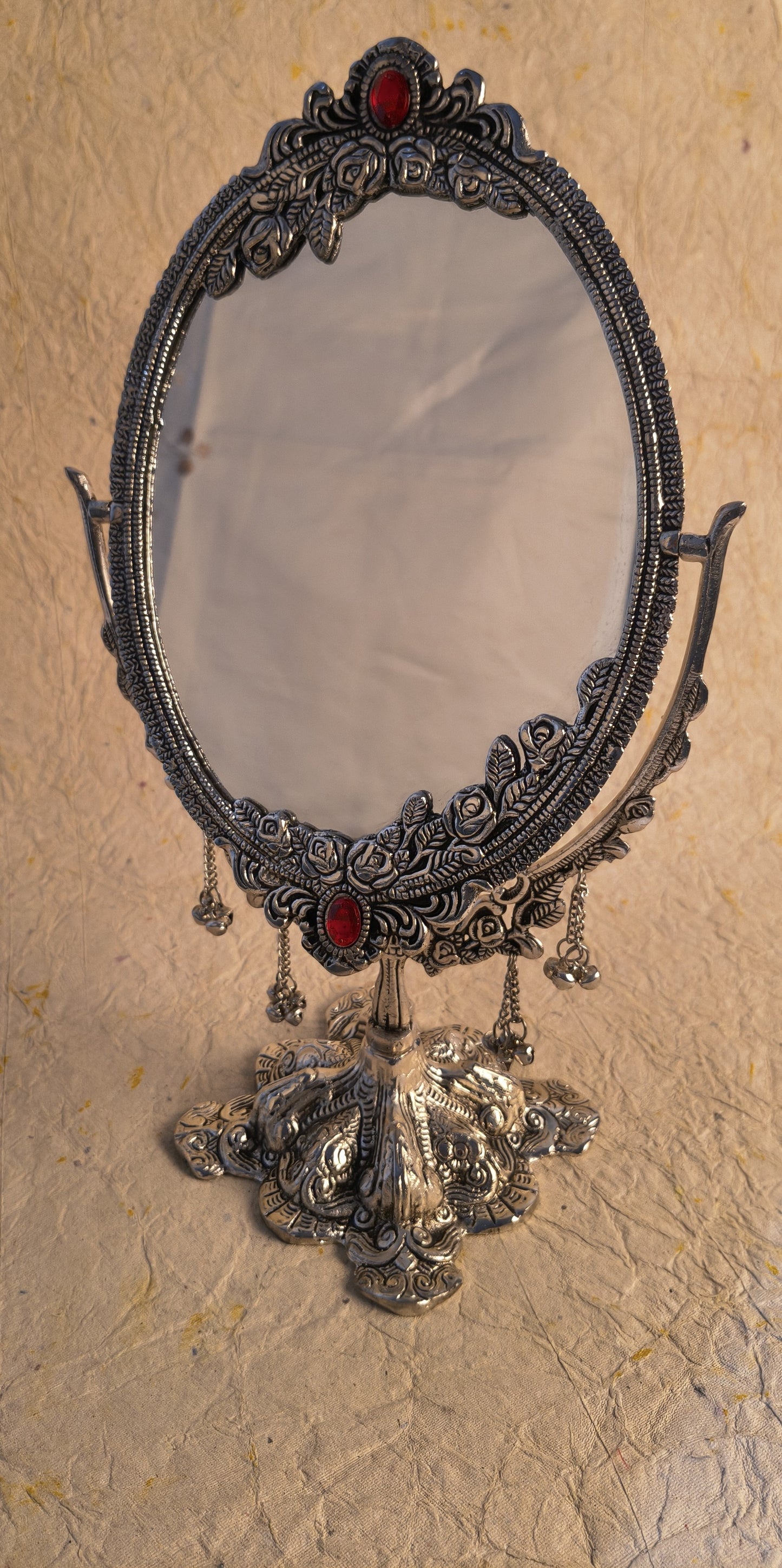 German Silver Antique Dual Side Table Mirror