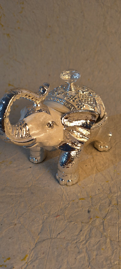 Majestic German Silver Elephant Container / Decorative Trinket Box
