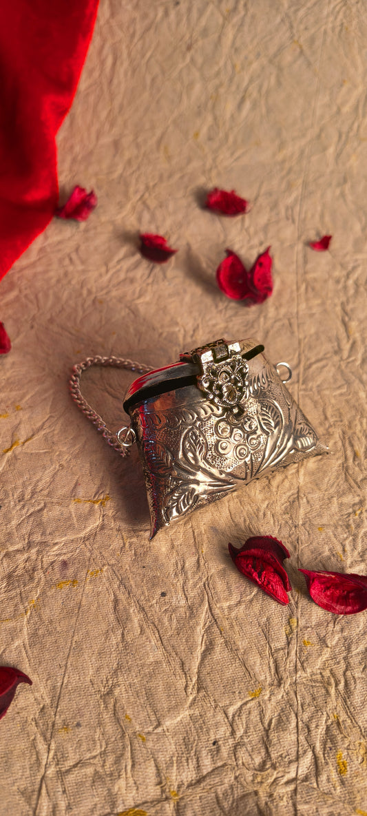 Vintage German Silver Miniature Purse / Clutch Design Trinket Box