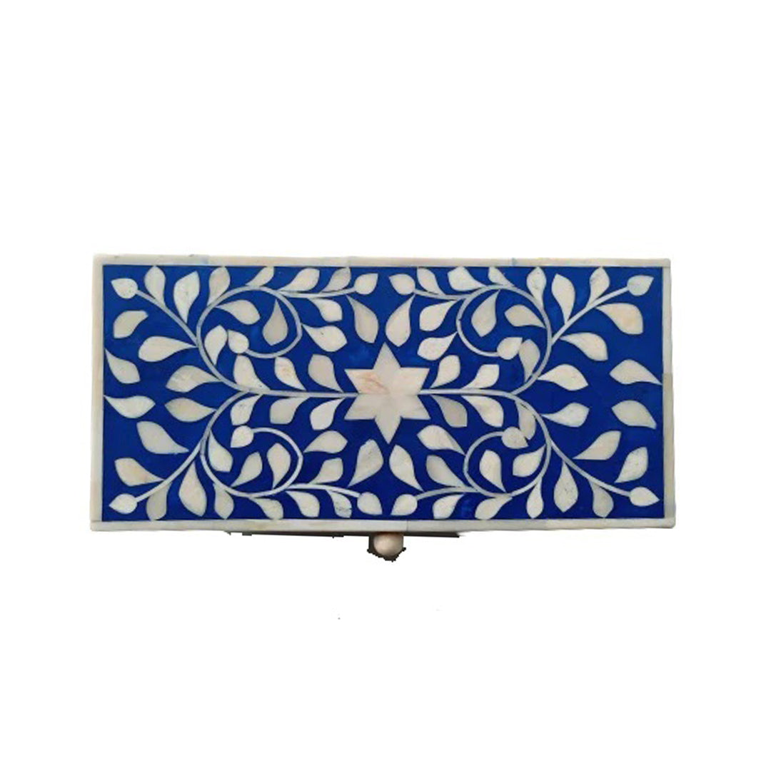 Handmade bone inlay trinket box with elegant floral pattern