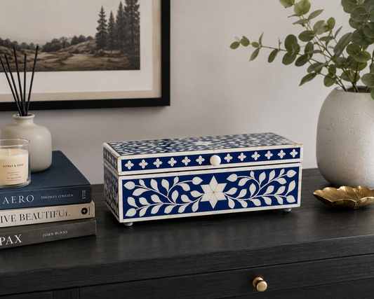 Floral bone inlay jewelry box