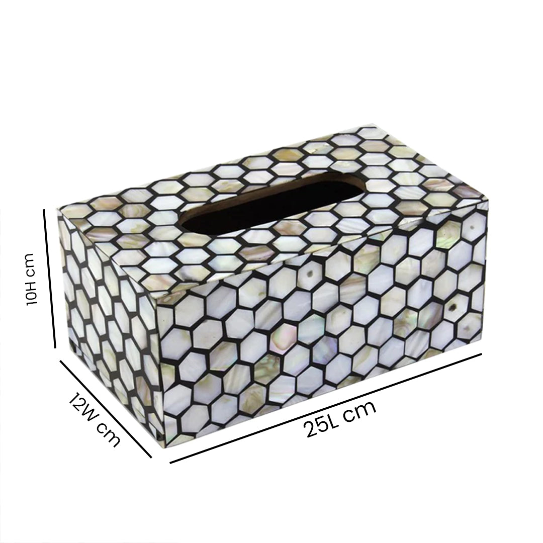 Hexagon inlay tissue box for home décor