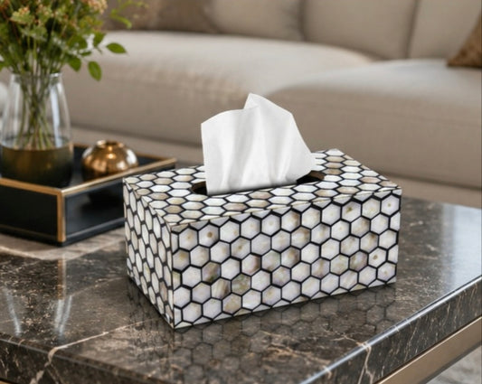 Mother of Pearl honeycomb tissue boxMother of Pearl honeycomb tissue box