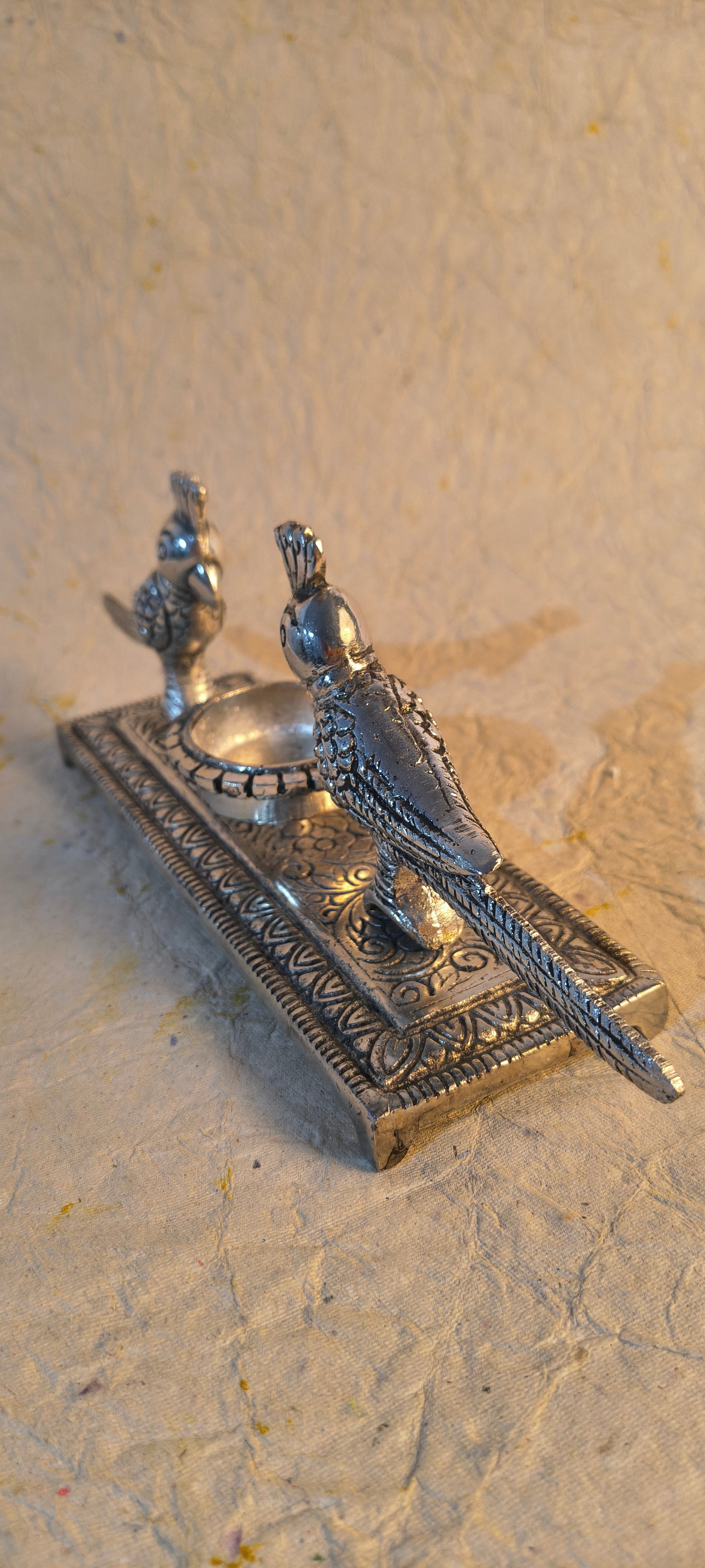 Designer Double Peacock Tealight Holder with Ornamental Metal Craftsmanship