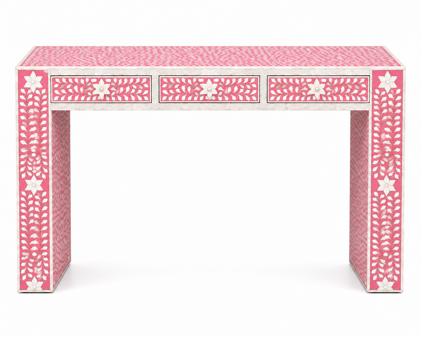 Luxury Pink Mother of Pearl Inlay Console Table for Entryway