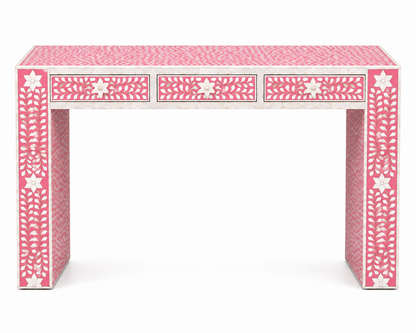 Luxury Pink Mother of Pearl Inlay Console Table for Entryway