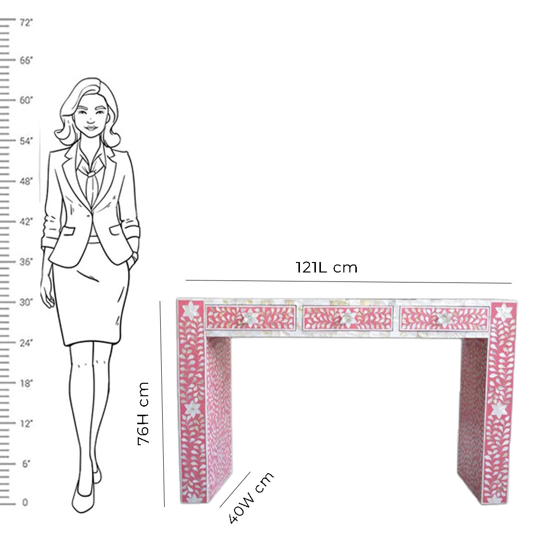 Luxury Pink Mother of Pearl Inlay Entryway Console Table