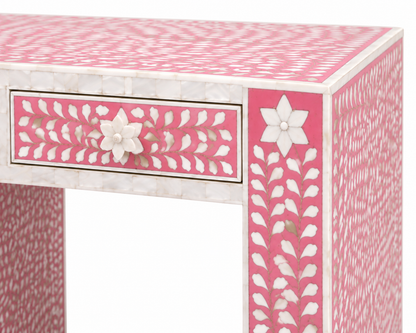 Modern Pink Mother of Pearl Inlay Console Table for Home Decor
