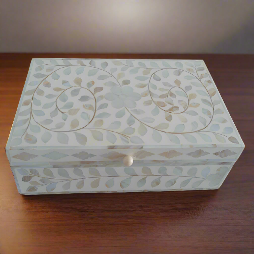 Handmade Bone Inlay Personalized Floral Pattern Jewelry Box – Bone ...