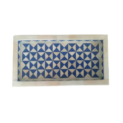 Handmade Geometric Bone Inlay Small Tray for Vanity & Decor