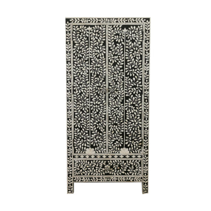 Handmade Floral Bone Inlay Two Door And One Drawer Almirah / Wardrobe /Armories Best For Home Decor