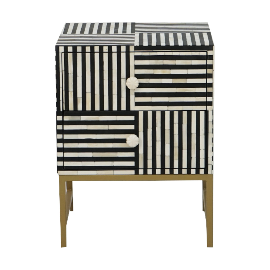Handmade Customized Bone Inlay Two Drawer Bedside Table Best For Home And Office