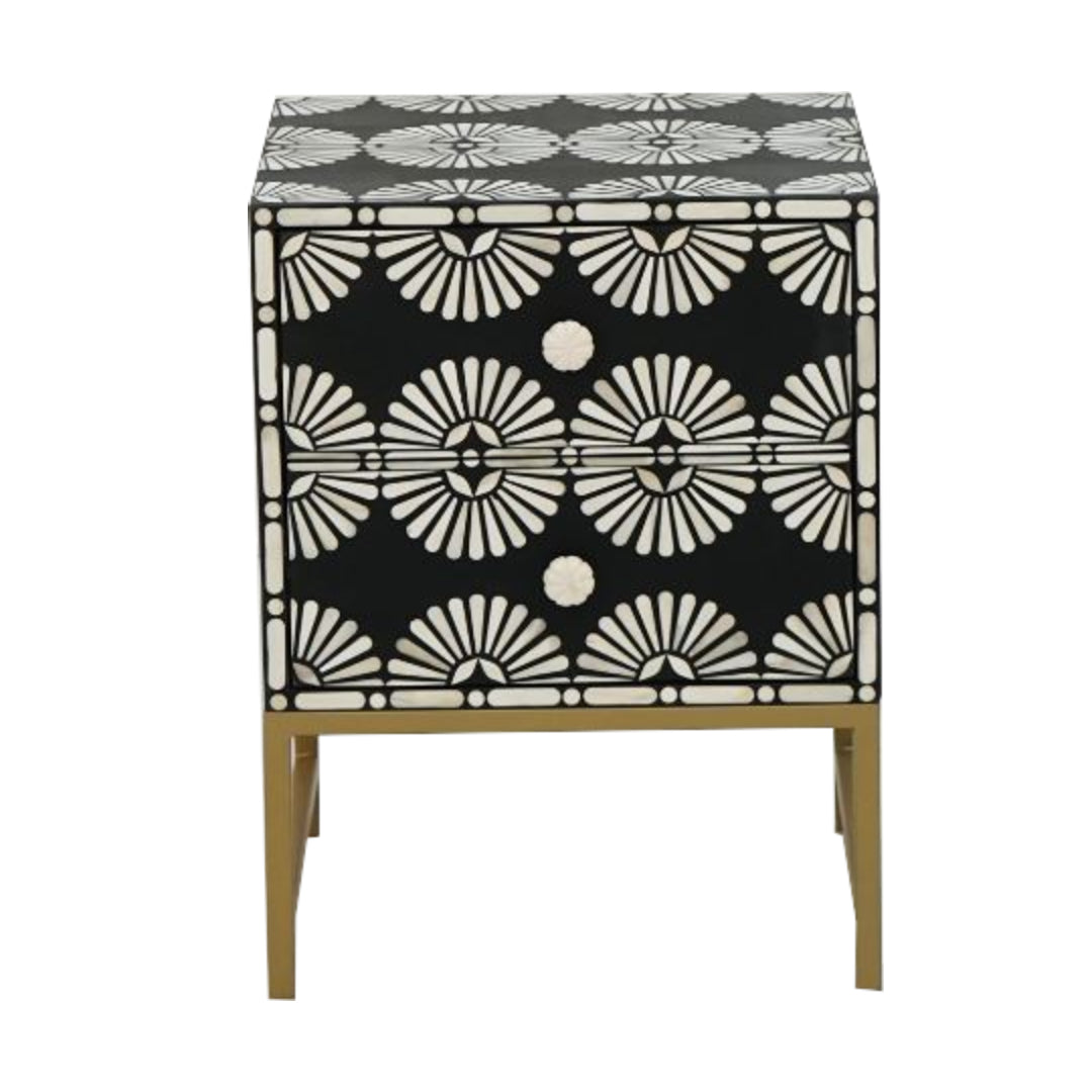 Handmade Customized Bone Inlay Two Drawer Bedside Table Best For Home And Office