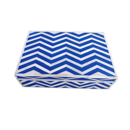 Handmade Customized Bone Inlay Chevron Pattern Jewelry Box