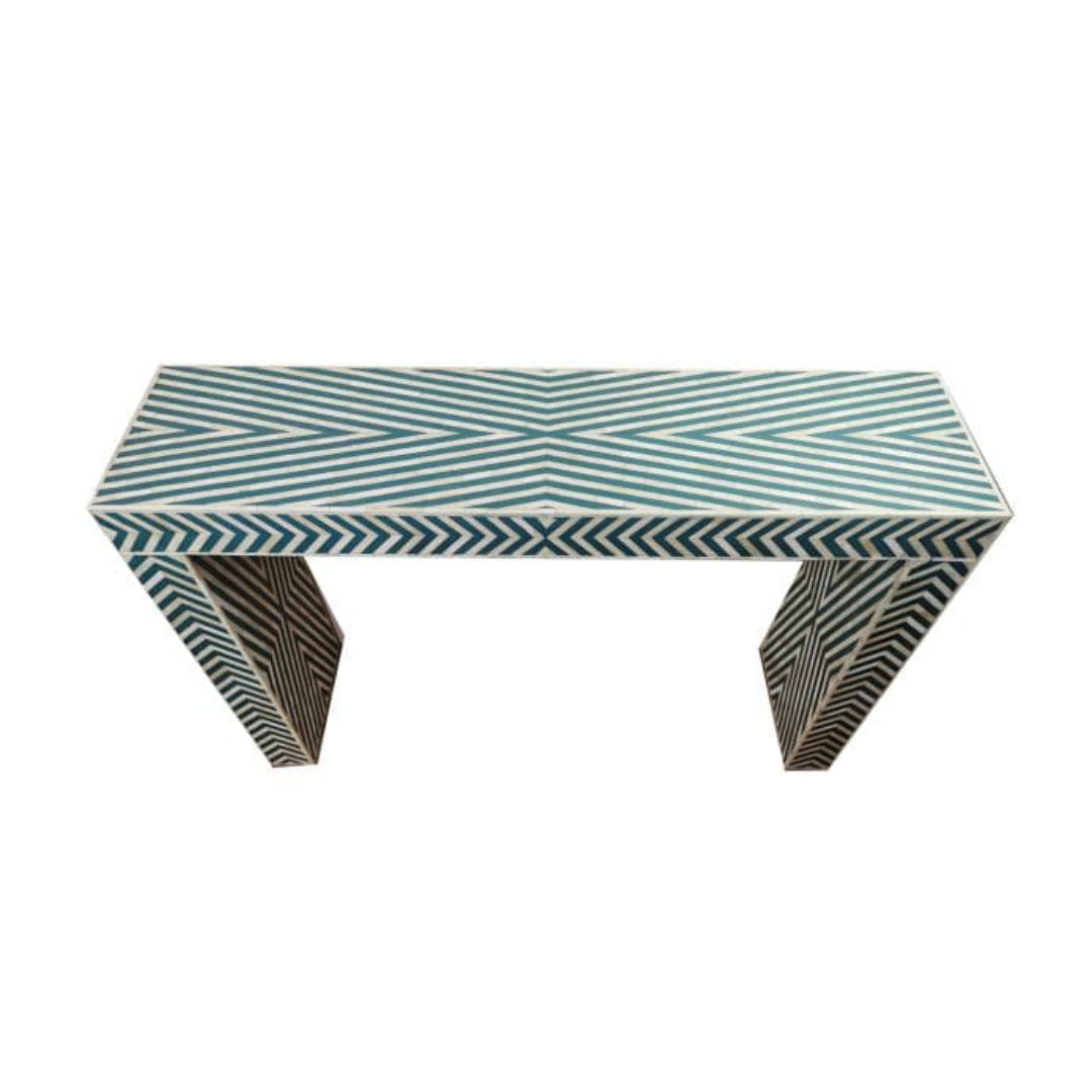 Handmade Customized Bone Inlay Chevron Pattern Console