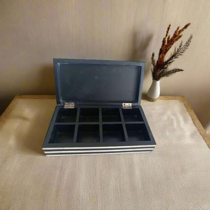Customized bone inlay strip pattern box for jewelry and accessories