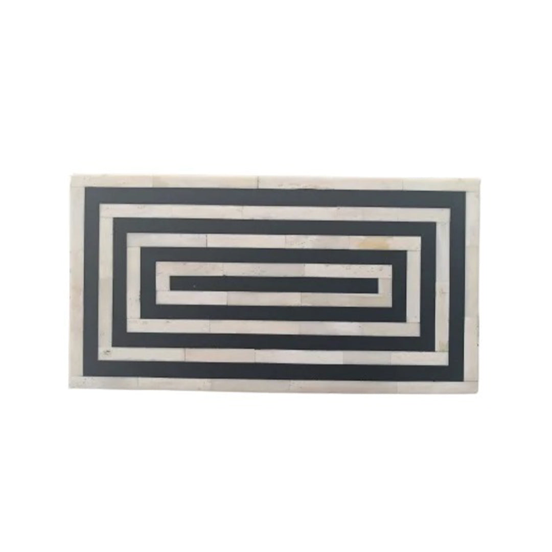 Handcrafted resin and bone inlay jewelry box with bold stripe detailing