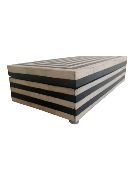 Modern handmade bone inlay organizer box for dresser or vanity