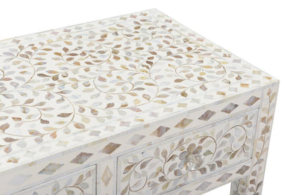 Rectangular Mother of Pearl Inlay Console Table for Home Décor