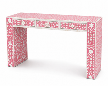 Rectangular Pink Mother of Pearl Inlay Console Table