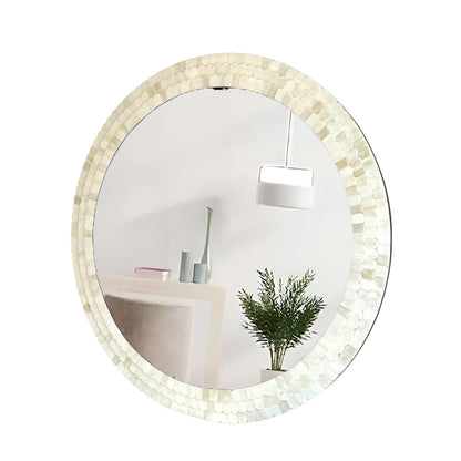 Custom Bone Inlay Round Wall Mirror | Artisan Handmade Home Décor