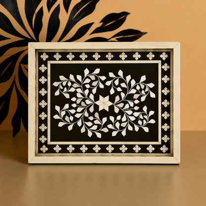 Handmade Customized  Rectangular Shape Bone Inlay Serving Tray
