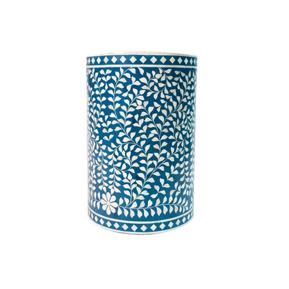 Handmade Customized Bone Inlay Round Floral Stool