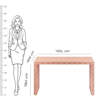 HANDMADE PINK BONE INLAY CONSOLE TABLE IN DIAMOND CUT DESIGN FOR BEAUTIFUL HOME AND OFFICE DECOR
