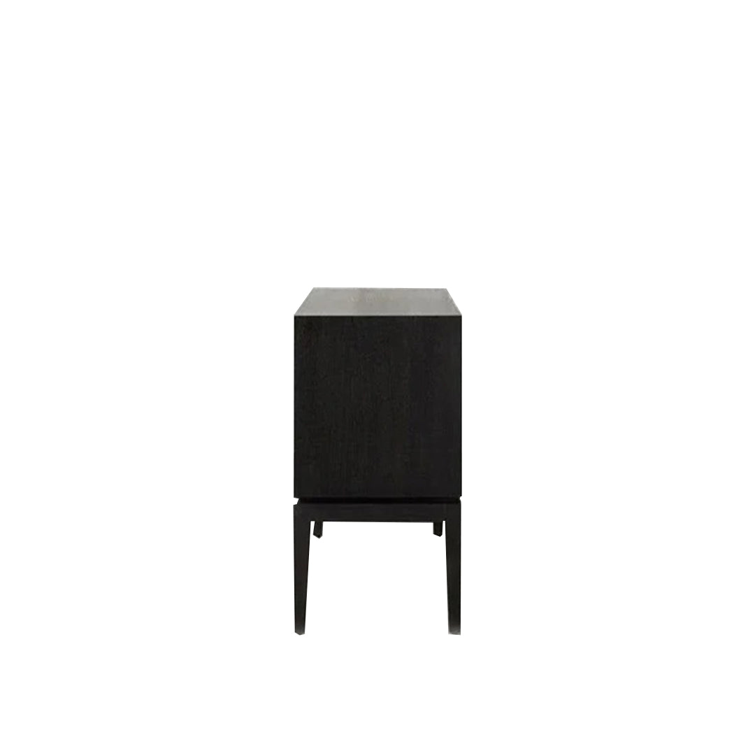Handmade Black Geometric Fish Scale Pattern Bone Inlay Bar Cabinet
