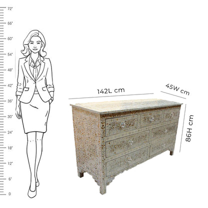 Handmade Customized Mother of Pearl Chest of 7 Drawer