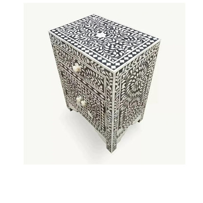 Handmade Customized Bone Inlay Bedside Table