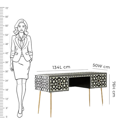 Customized Handmade Bone Inlay Moroccan Pattern Console Table