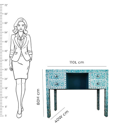 Beautiful Handmade Customized Mother of Pearl 4 Drawer Console Table