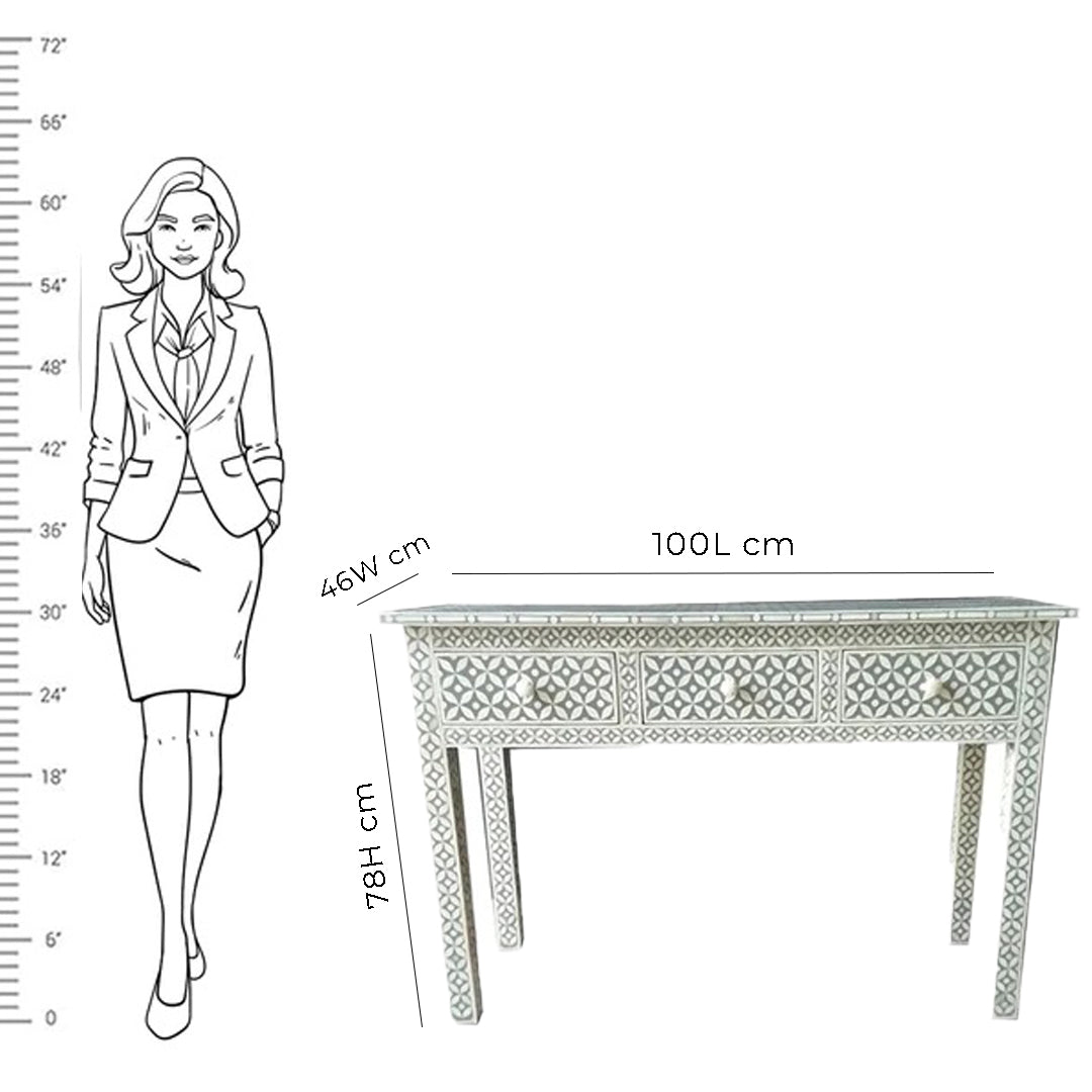 Handmade Grey Mother of Pearl Star Eye pattern Antique Handmade Vintage console table for living room