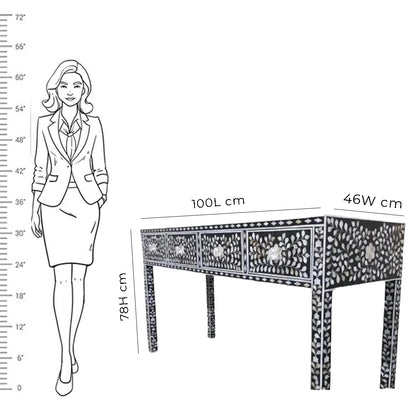 Customized Handmade Mother of Pearl 4 Drawer Console Table