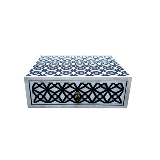 Handmade Customized Bone Inlay Geometric Pattern Floating Bedside