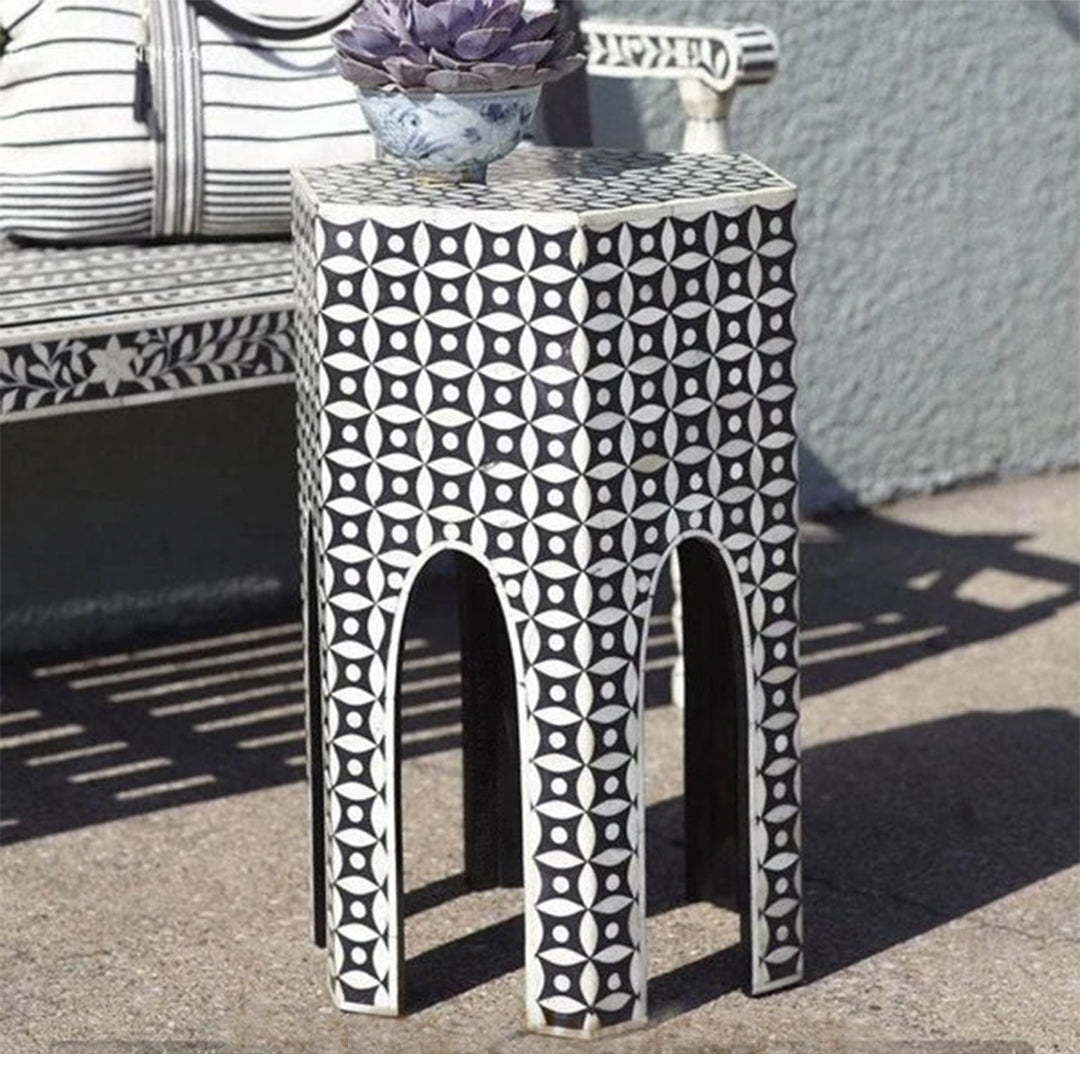Bone inlay antique stool, modern seating stool, Antique look Bone inlay furniture