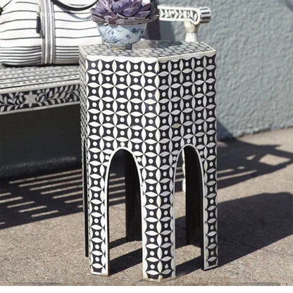 Bone inlay antique stool, modern seating stool, Antique look Bone inlay furniture