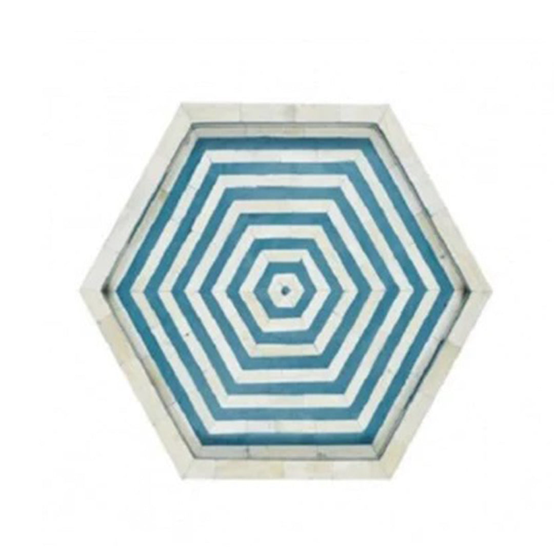 Handmade Customized Bone Inlay Hexagonal Serving Tray
