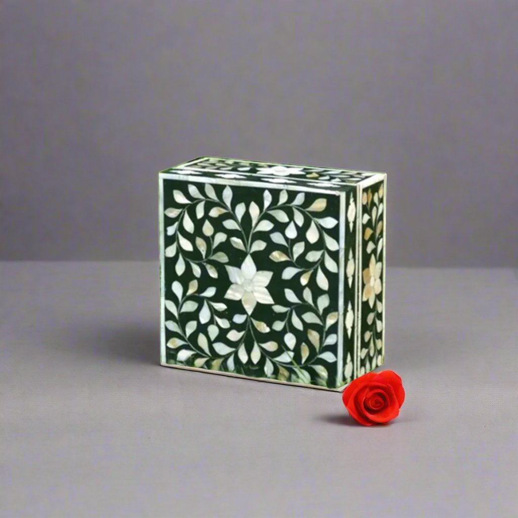 Customized Handmade  Mother of Pearl Floral Pattern Jewelry Box