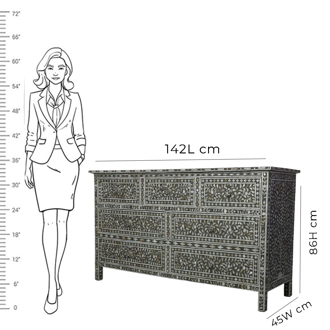 Personalized Handmade Mother of Pearl Beautiful Home Decor Side Table/Chest of 7 Drawer