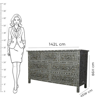 Personalized Handmade Mother of Pearl Beautiful Home Decor Side Table/Chest of 7 Drawer